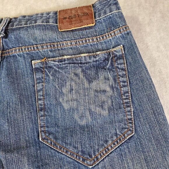 Zoo York Jeans Mens 36 Blue Regular Fit Dark Wash Distressed Straight Leg Denim - Picture 11 of 13
